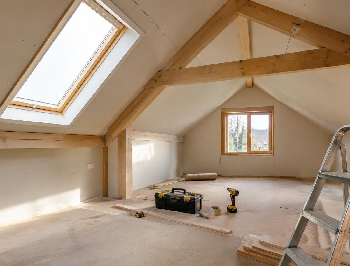 Ausgebauter Dachraum mit neuer Holzkonstruktion